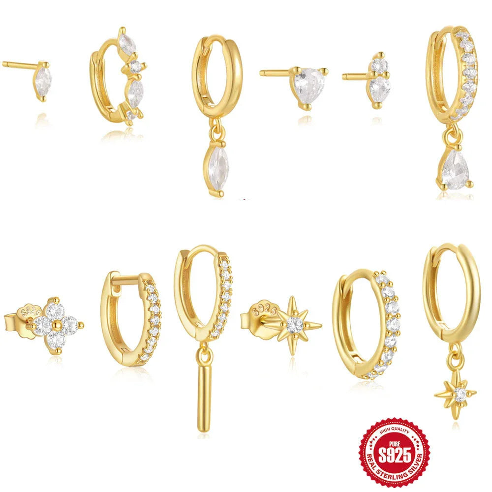 Elegant gold earrings with sparkling stones
