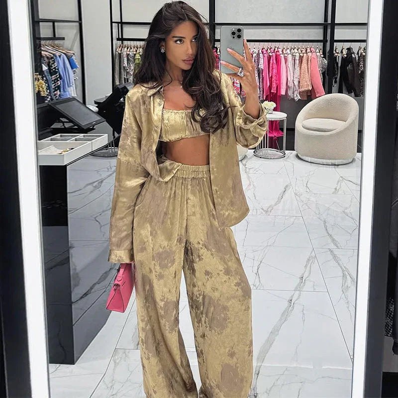 Women’s gold loungewear set fashion outfit