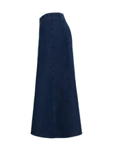 2025 Spring New Women's High Waist Loose A-line Cowboy Skirt, Medium Length Elastic Casual Solid Color Skirt, Elegant For Office And Daily Wear, Fashionable Style Smooth, Cowboy Fabric Washable