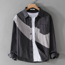 Men's Clothing Leather Stitching Long-sleeved Shirt