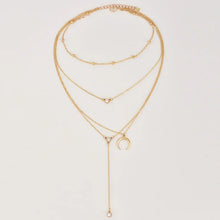 Bead Chain Diamond Moon Pendant Multi-layer Women's Necklace