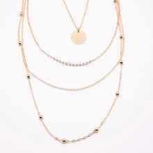 Bead Chain Diamond Moon Pendant Multi-layer Women's Necklace