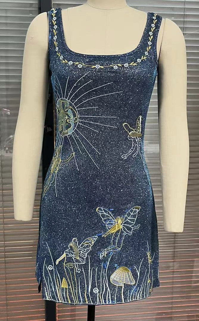 Elegant 3D Embroidered Strappy Sundress With Extended Length For Women - Breathable Summer Casual Dress With Floral Design