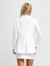 New Pure White Long Sleeved Skirt Set, Lapel Suit Jacket&solid Color Skirt, Double Breasted Closure, Comfortable And Casual, Noble And Elegant