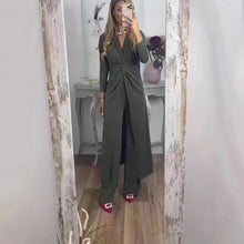 Solid Color Split Dress And Pants Two-piece Set