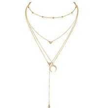 Bead Chain Diamond Moon Pendant Multi-layer Women's Necklace