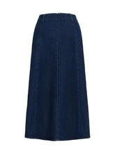 2025 Spring New Women's High Waist Loose A-line Cowboy Skirt, Medium Length Elastic Casual Solid Color Skirt, Elegant For Office And Daily Wear, Fashionable Style Smooth, Cowboy Fabric Washable