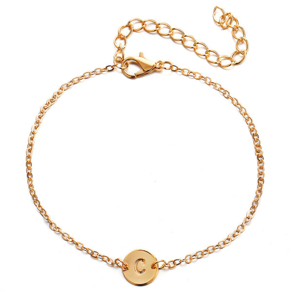 ashion Letter Bracelet & Angle For Women Simple Adjustable Gold Color Name Bracelets Pulseras Mujer Jewelry Party Gifts