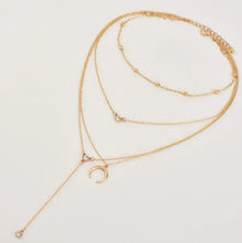 Bead Chain Diamond Moon Pendant Multi-layer Women's Necklace
