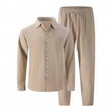 Linen Men's Casual Loose Breathable Long Sleeve Trousers Suit