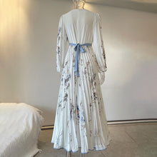 Women's Floral Print V-Neck Long Sleeve Maxi Dress A-Line Flowy Ruffled For Spring&Summer Vacation & Evening Party