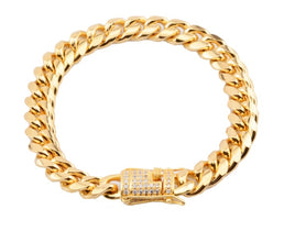 8-18mm wide stainless steel cuban Miami chains necklaces CZ Zircon box lock big heavy gold chain for men Hip Hop Rock jewelry