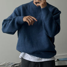 Solid Color Drop-shoulder Round Neck Sweater Men's Warm Thickened Sweater