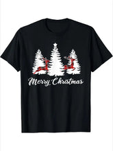 Christmas Shirt For Women Buffalo Plaid Reindeer Tree T-Shirt
