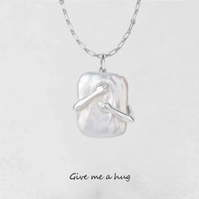 Unique Square Baroque Pearl Couple Pendant Necklace Valentines Day Lover Gift Party Jewelry