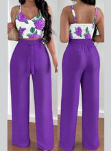 Women's Solid Color Slim Elastic Pleated Two-Piece Suit Sexy Spaghetti Strap V-neck Backless Vest High Waist Wide Leg Pants Suit