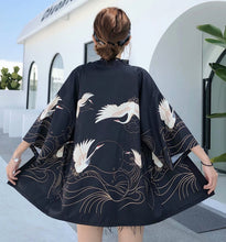 Retro Cardigan Flying Crane Chinese Style Three-Sleeve Robe