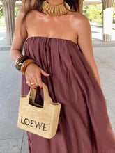 Burgundy Strapless Maxi Bubble Dress