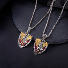 Christian Angel Michael Shield Pendant Necklace Men Vintage Cross Winged Knight Necklaces Religious Amulet Jewelry