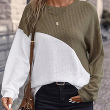 Contrast Color Loose Sweater T-shirt Long Sleeve Top