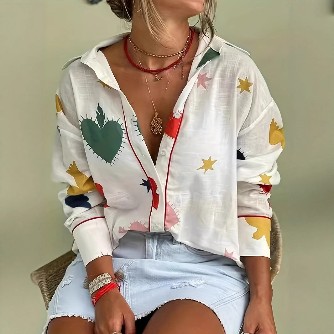 European And American Ladies Long Sleeve Button Shirt