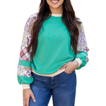 Floral Patchwork Loose Round Neck Sweater Casual Loose