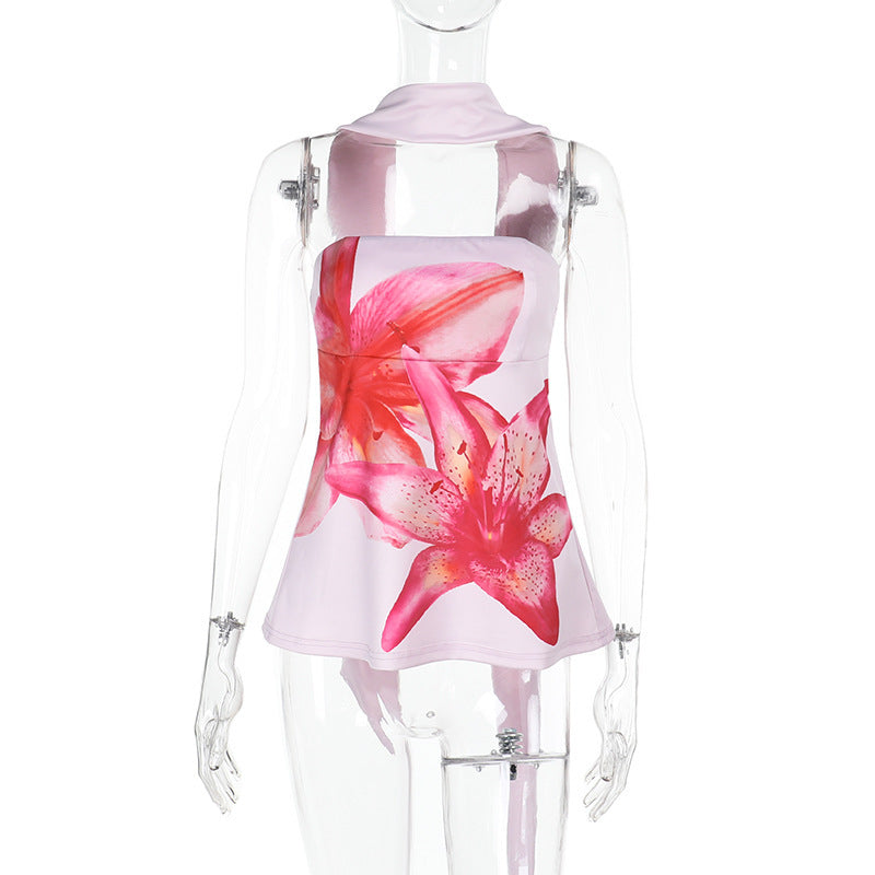 Hot Girl Halterneck Printed Top For Women