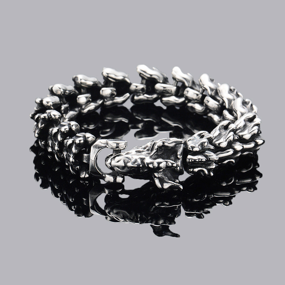Mens Fashion Vintage Dominant Dragon Head Bracelet