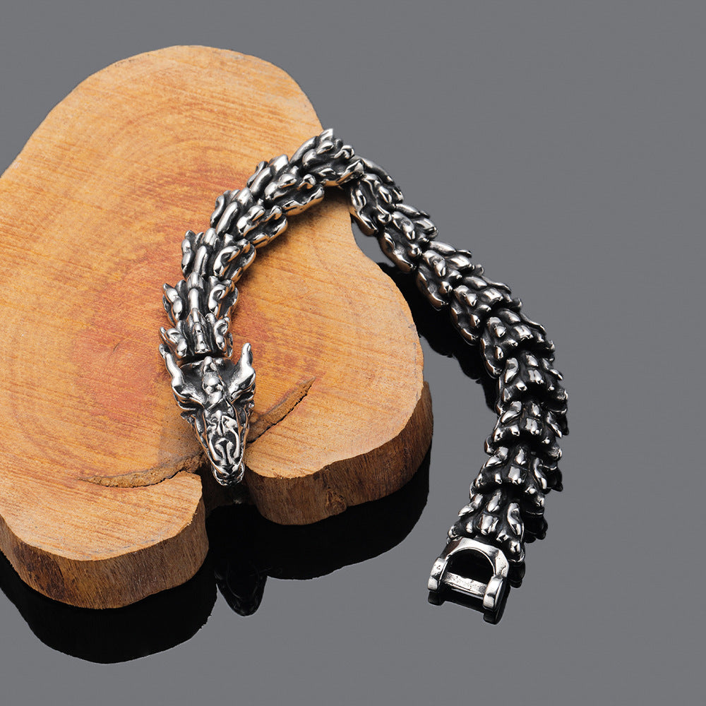 Mens Fashion Vintage Dominant Dragon Head Bracelet