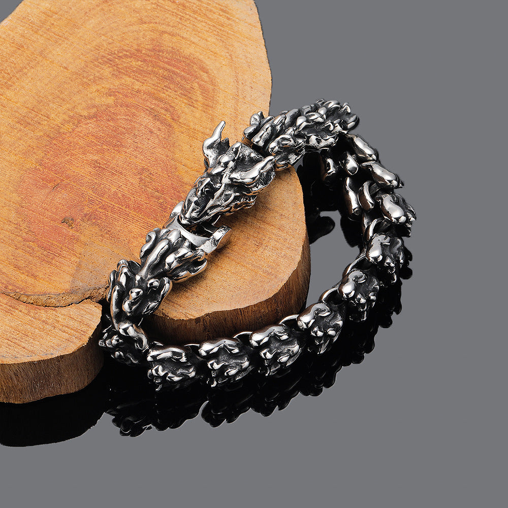 Mens Fashion Vintage Dominant Dragon Head Bracelet