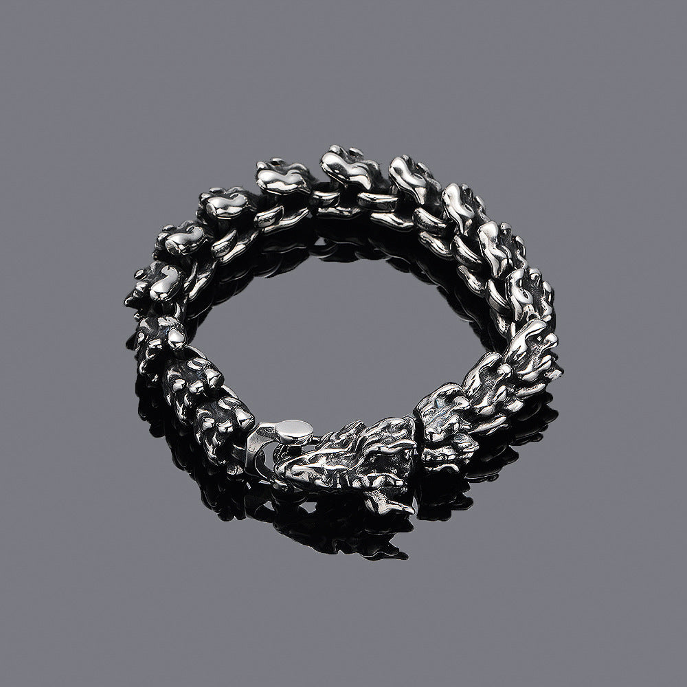Mens Fashion Vintage Dominant Dragon Head Bracelet