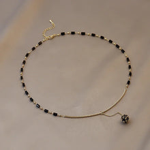Geometric Black Crystal Round Rhinestone Ball Pendant Necklace