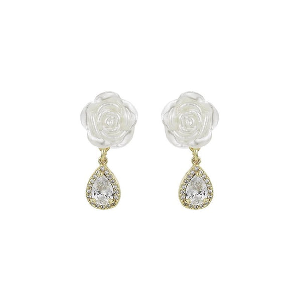 White Camellia Mosquito Coil No Pierced Female Earrings