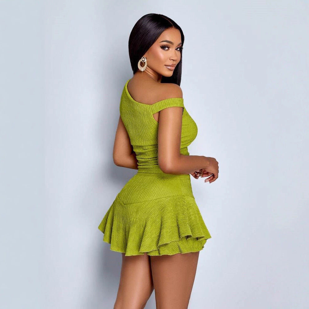 Personality Solid Color Split Skirt Suit Simple All-match