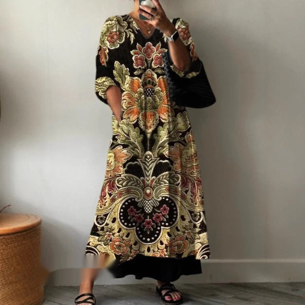 Printed European And American Summer Urban Casual Loose Dress Women