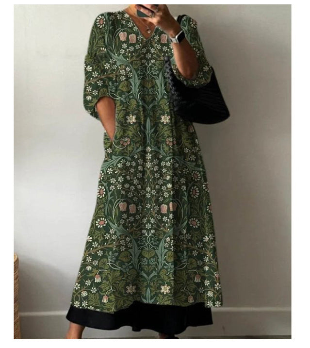 Printed European And American Summer Urban Casual Loose Dress Women