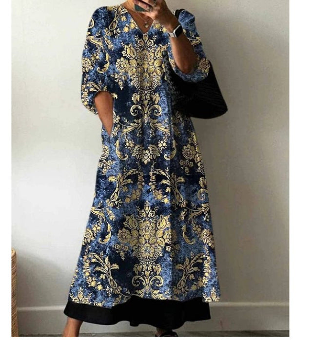 Printed European And American Summer Urban Casual Loose Dress Women