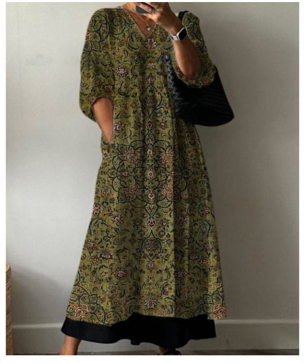 Printed European And American Summer Urban Casual Loose Dress Women