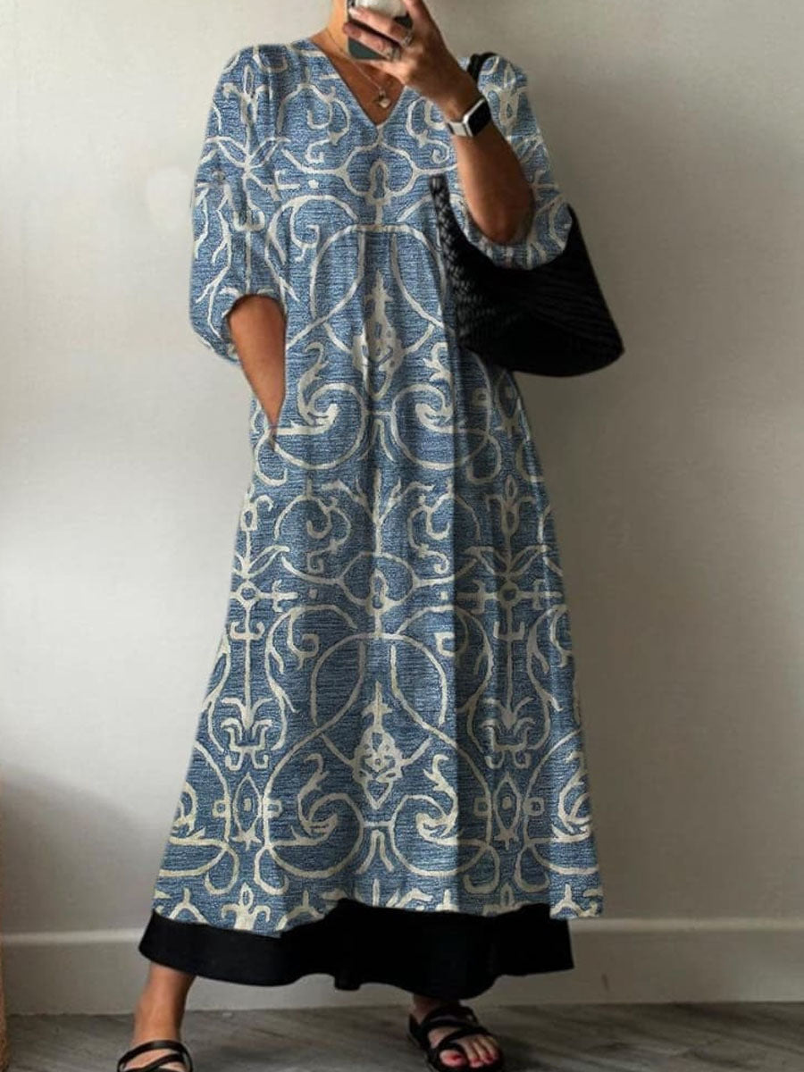 Printed European And American Summer Urban Casual Loose Dress Women