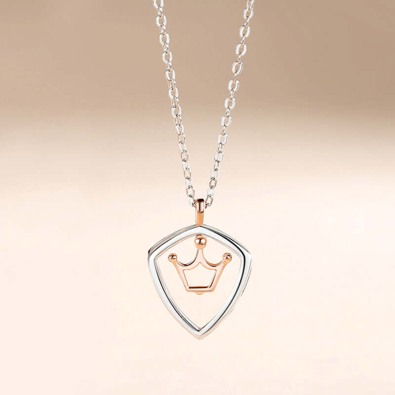 Simple Hollow Shield Crown Pendant For Men And Women A Pair Of Necklaces