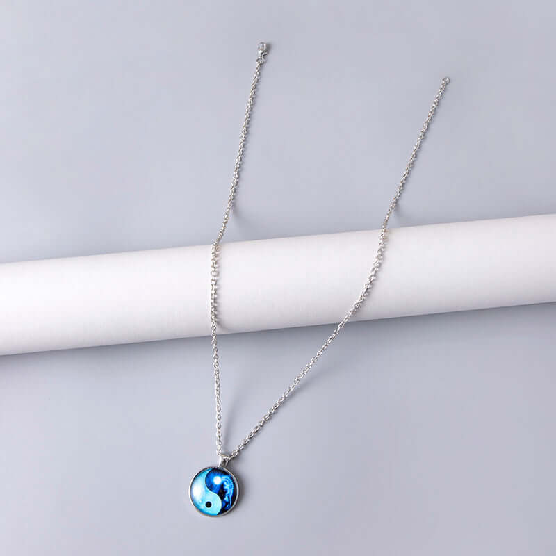 Tai Chi Yin Yang Dragon Glass Necklaces For Men
