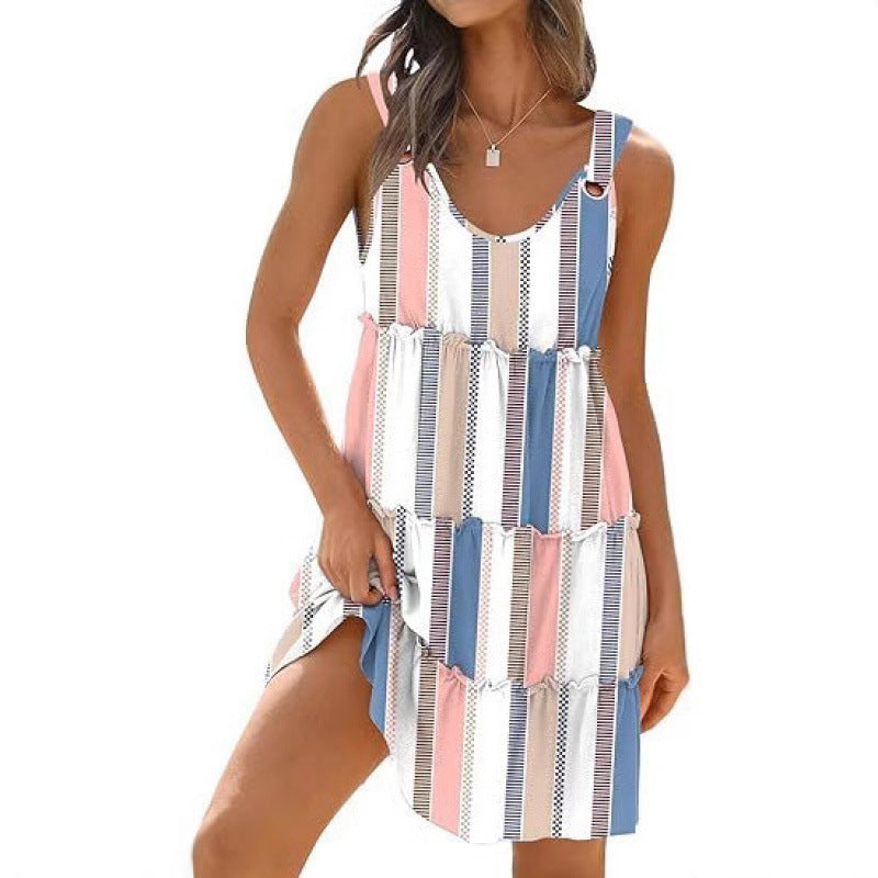 Vacation Swimsuit Smock Bohemian Floral Beach Dress