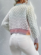 Women's Gradient Color Round Neck Sweater Cardigan