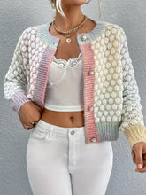 Women's Gradient Color Round Neck Sweater Cardigan