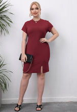 Women's Sheath Casual Round Neck Short Sleeves Slim Fit Dress