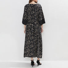 Women's Plus Size Floral Print Tunic Dress With Belt, Middle Eastern Style Muslim Long Dress