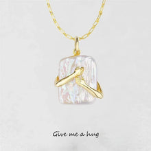 Unique Square Baroque Pearl Couple Pendant Necklace Valentines Day Lover Gift Party Jewelry