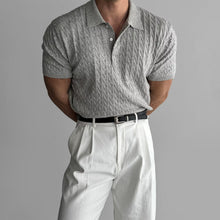 American Retro Hemp Pattern Lapel Men's T-shirt