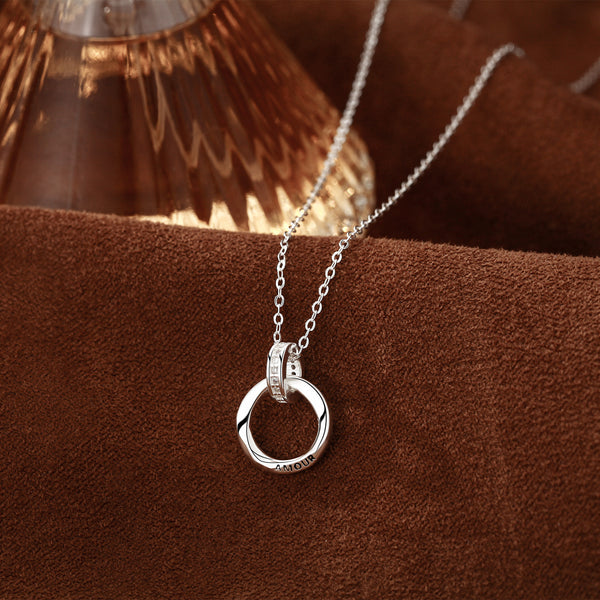 Mobius Ring Double Buckle Necklace For Women