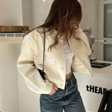 Women's Solid Color Long Sleeve Baseball Jacket With Button Front & Pockets - Casual Short Jacket For Spring&Fall